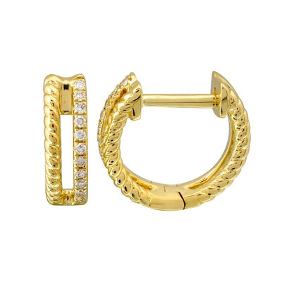 Double huggie Rope/Diamond Earrings by Kury - Available at SHOPKURY.COM. Free Shipping on orders over $200. Trusted jewelers since 1965, from San Juan, Puerto Rico.
