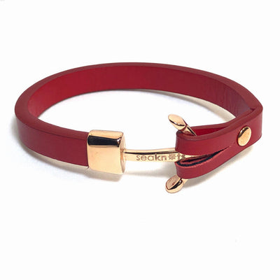 Rose Anchor Leather Bracelet by SeaKnots - Available at SHOPKURY.COM. Free Shipping on orders over $200. Trusted jewelers since 1965, from San Juan, Puerto Rico.