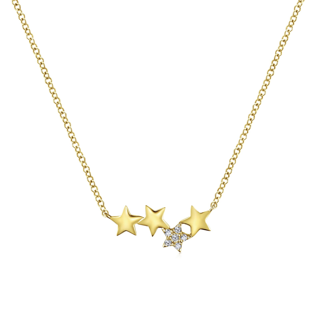 My four lucky stars Necklace by Gabriel & Co. - Available at SHOPKURY.COM. Free Shipping on orders over $200. Trusted jewelers since 1965, from San Juan, Puerto Rico.