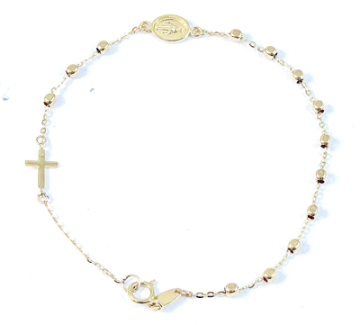 Virgen Milagrosa and Cross Square Beads Bracelet by Kury - Available at SHOPKURY.COM. Free Shipping on orders over $200. Trusted jewelers since 1965, from San Juan, Puerto Rico.