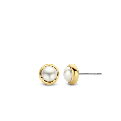 Feeling Pearly Golden Stud Earrings by Ti Sento - Available at SHOPKURY.COM. Free Shipping on orders over $200. Trusted jewelers since 1965, from San Juan, Puerto Rico.