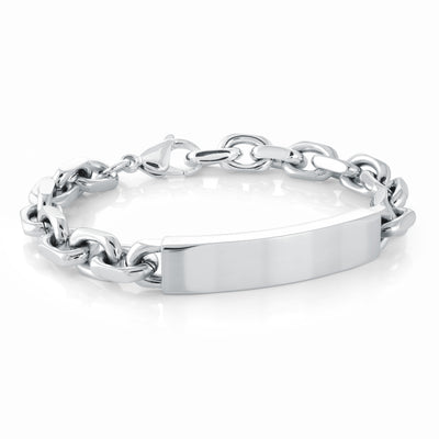 Oval ID Plate Steel Bracelet by Italgem - Available at SHOPKURY.COM. Free Shipping on orders over $200. Trusted jewelers since 1965, from San Juan, Puerto Rico.