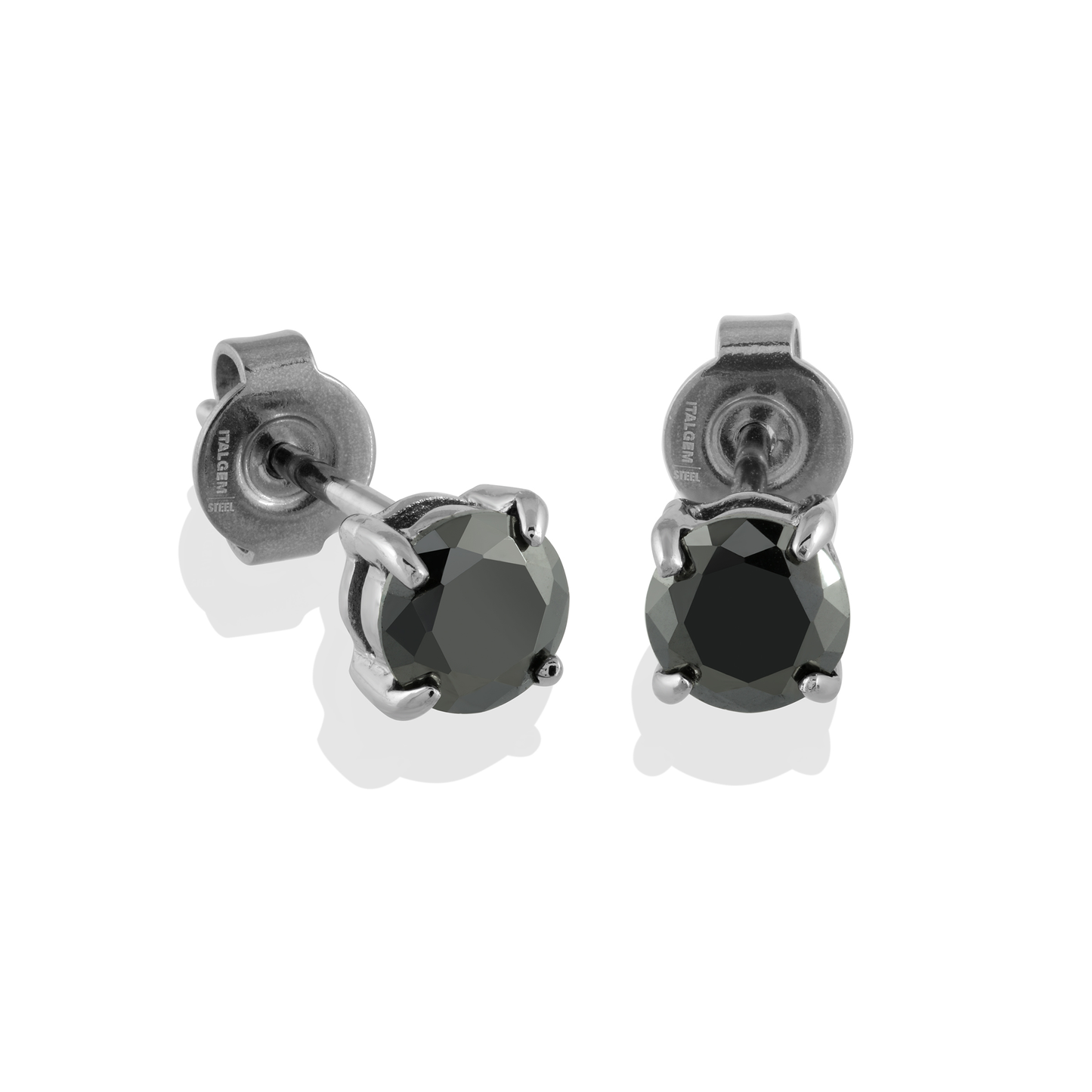 Black 5mm Zirconia Black IP Steel Earrings by Italgem - Available at SHOPKURY.COM. Free Shipping on orders over $200. Trusted jewelers since 1965, from San Juan, Puerto Rico.