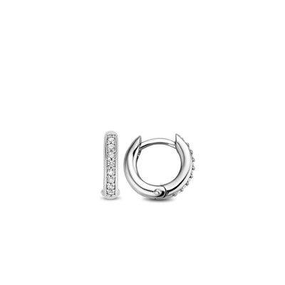 Basic Pave 14MM Huggie Earrings by Ti Sento - Available at SHOPKURY.COM. Free Shipping on orders over $200. Trusted jewelers since 1965, from San Juan, Puerto Rico.