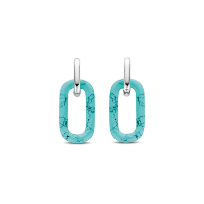 Turquoise Link Earrings by Ti Sento - Available at SHOPKURY.COM. Free Shipping on orders over $200. Trusted jewelers since 1965, from San Juan, Puerto Rico.