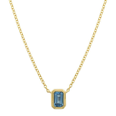 Emerald Cut Blue Topaz Necklace by Kury - Available at SHOPKURY.COM. Free Shipping on orders over $200. Trusted jewelers since 1965, from San Juan, Puerto Rico.