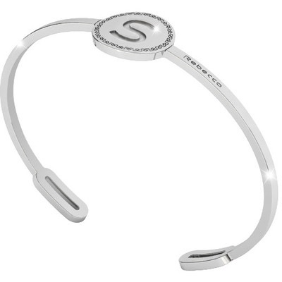 Silver S Initial Bangle by REBECCA - Available at SHOPKURY.COM. Free Shipping on orders over $200. Trusted jewelers since 1965, from San Juan, Puerto Rico.