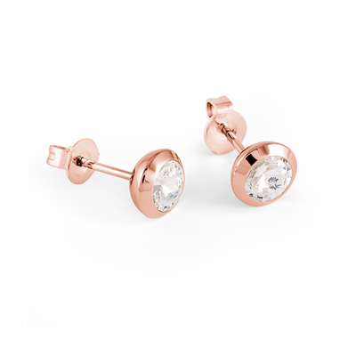 Rose Ip Zirconia Stud Earrings by Italgem - Available at SHOPKURY.COM. Free Shipping on orders over $200. Trusted jewelers since 1965, from San Juan, Puerto Rico.