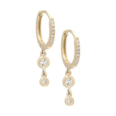 12MM Huggie Dangle Diamond Earrings - SHOPKURY.COM