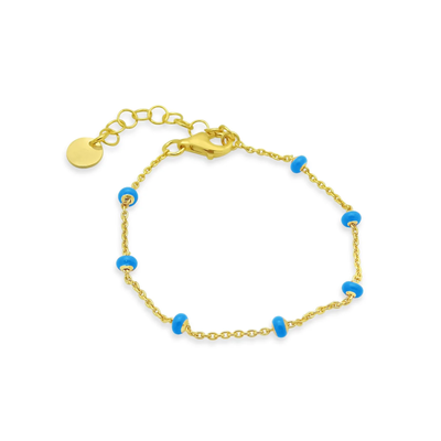Blue enamel Beads Kids Bracelet by Kury - Available at SHOPKURY.COM. Free Shipping on orders over $200. Trusted jewelers since 1965, from San Juan, Puerto Rico.
