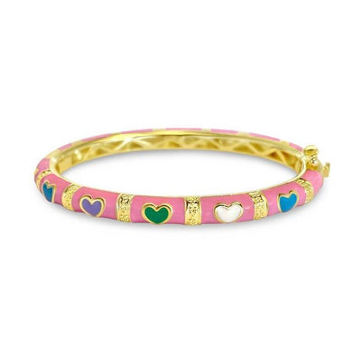 Pink and colorful hearts Kids Bangle Bracelet - SHOPKURY.COM