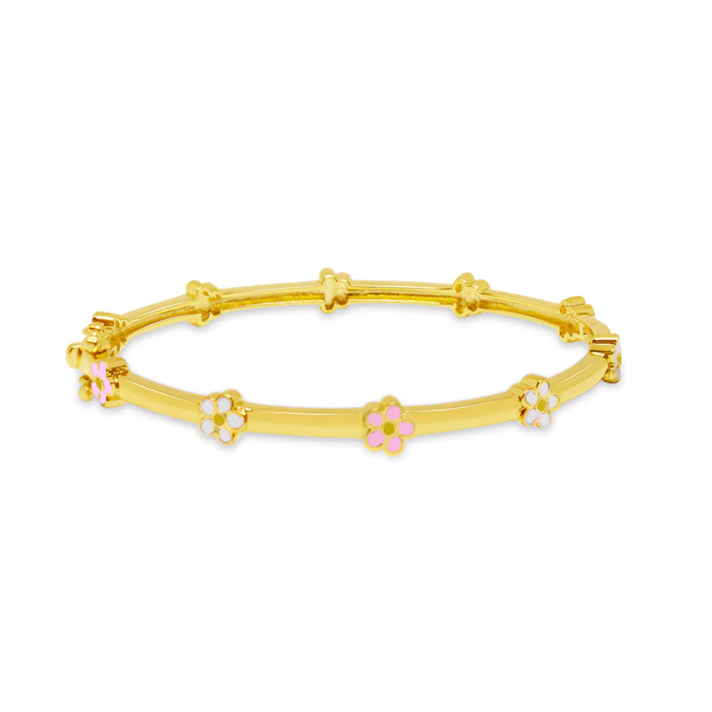 Pink and White Flowers Kids Bangle Bracelet by Kury - Available at SHOPKURY.COM. Free Shipping on orders over $200. Trusted jewelers since 1965, from San Juan, Puerto Rico.