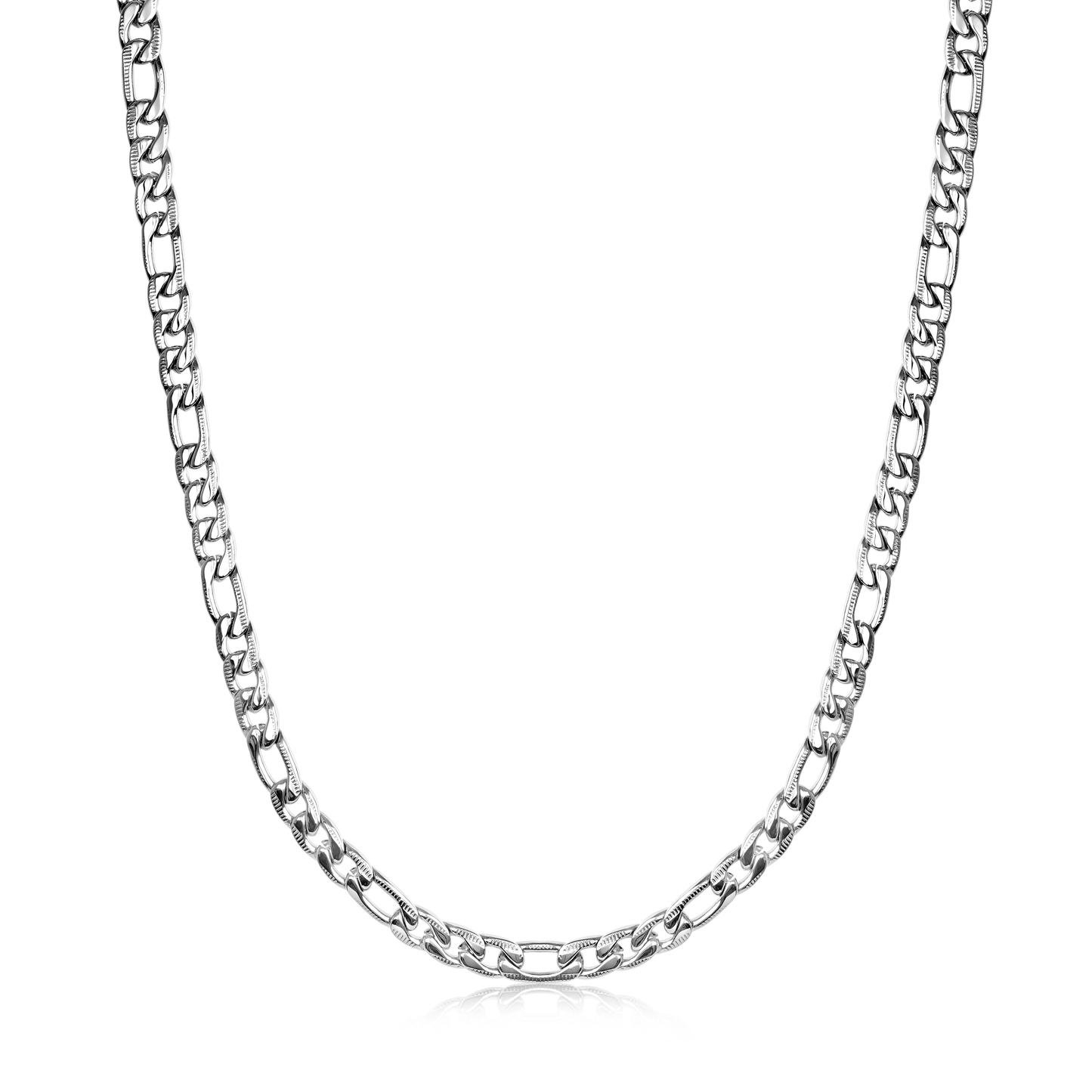 7.4mm Grooved Figaro Chain by Italgem - Available at SHOPKURY.COM. Free Shipping on orders over $200. Trusted jewelers since 1965, from San Juan, Puerto Rico.