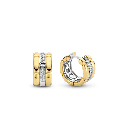 Link Triple Golden Huggie 14MM Earrings by Ti Sento - Available at SHOPKURY.COM. Free Shipping on orders over $200. Trusted jewelers since 1965, from San Juan, Puerto Rico.