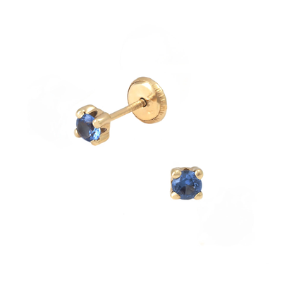 4MM Blue Round CZ Stud Earrings by Kury - Available at SHOPKURY.COM. Free Shipping on orders over $200. Trusted jewelers since 1965, from San Juan, Puerto Rico.