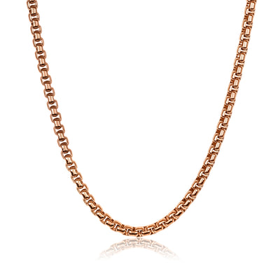 3.5mm Rose IP Steel Round Box Chain by Italgem - Available at SHOPKURY.COM. Free Shipping on orders over $200. Trusted jewelers since 1965, from San Juan, Puerto Rico.