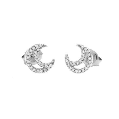 Crescent Moon Diamond White Gold Earrings by Kury - Available at SHOPKURY.COM. Free Shipping on orders over $200. Trusted jewelers since 1965, from San Juan, Puerto Rico.