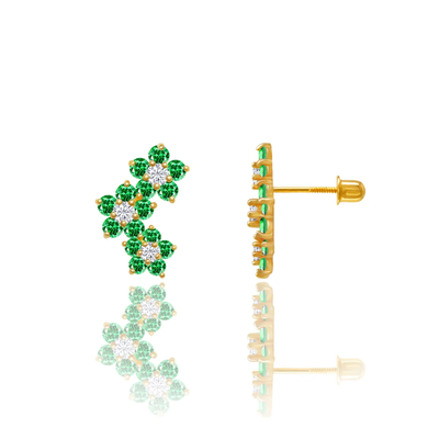 Sparkling Flower Curve Green Stud Earrings - SHOPKURY.COM