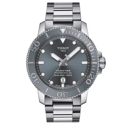 Seastar 43mm Grey Powermatic by Tissot - Available at SHOPKURY.COM. Free Shipping on orders over $200. Trusted jewelers since 1965, from San Juan, Puerto Rico.