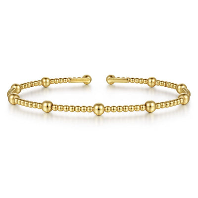 Beaded Yellow Gold Bangle Bracelet by Gabriel & Co. - Available at SHOPKURY.COM. Free Shipping on orders over $200. Trusted jewelers since 1965, from San Juan, Puerto Rico.