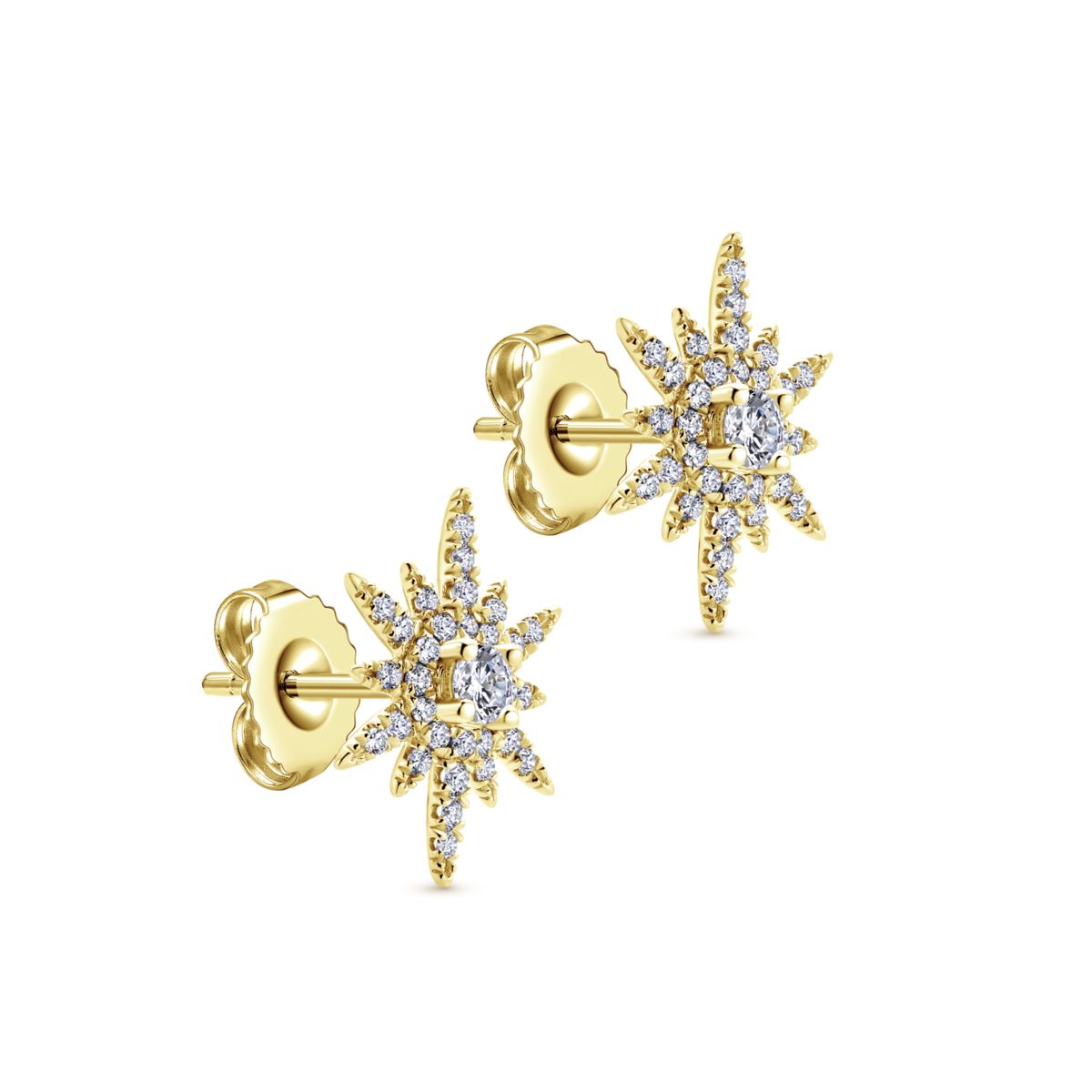 Elongated Sunburst Diamond Earrings by Gabriel & Co. - Available at SHOPKURY.COM. Free Shipping on orders over $200. Trusted jewelers since 1965, from San Juan, Puerto Rico.