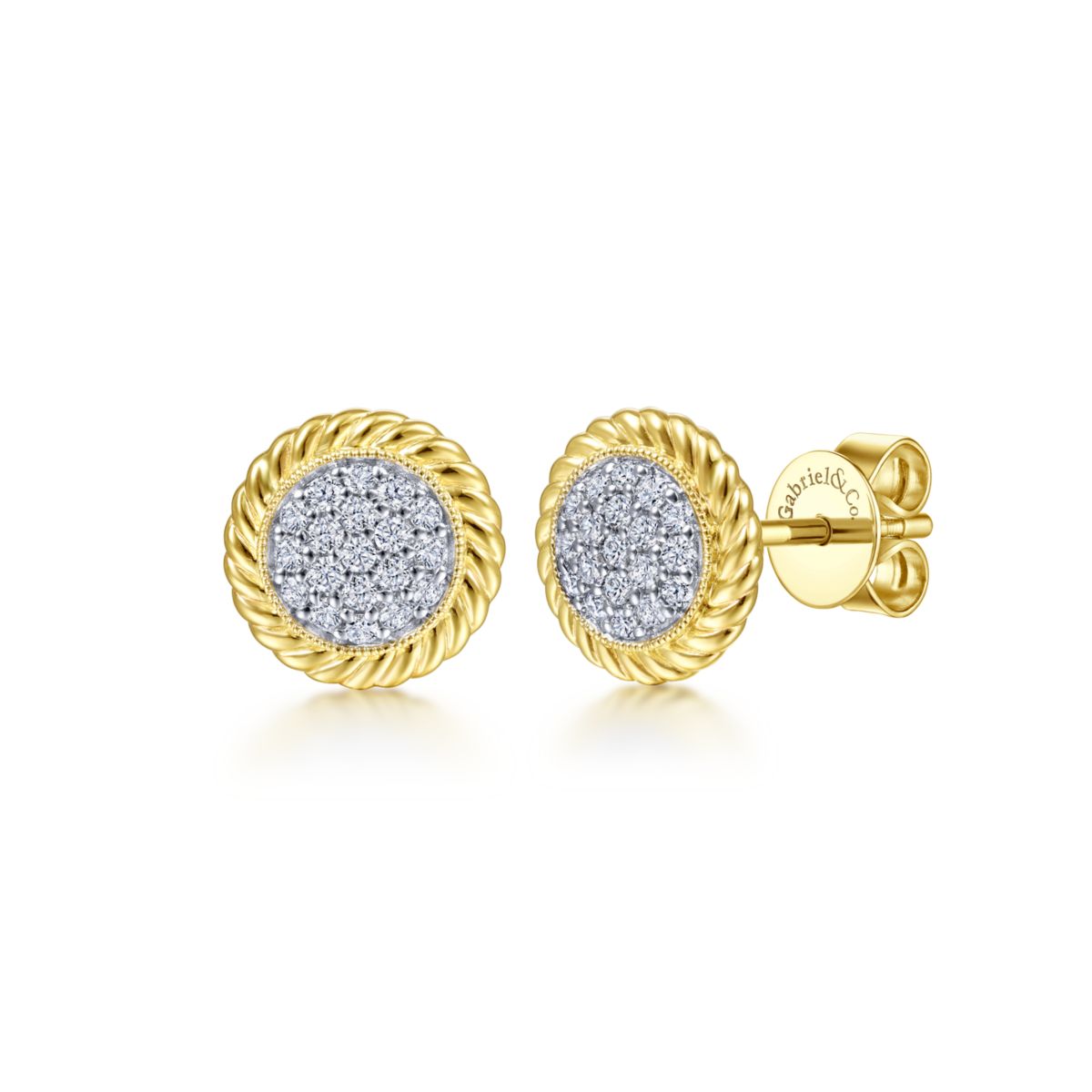 Pave Diamond Center Stud Earrings by Gabriel & Co. - Available at SHOPKURY.COM. Free Shipping on orders over $200. Trusted jewelers since 1965, from San Juan, Puerto Rico.