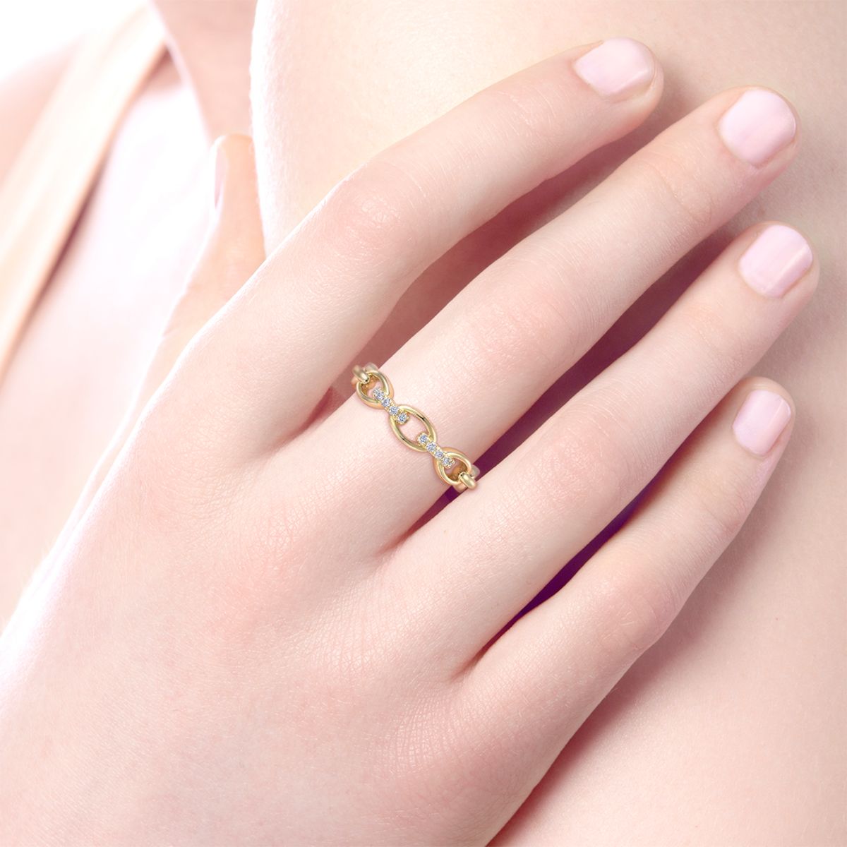 Two Diamond Links Yellow Gold Ring by Gabriel & Co. - Available at SHOPKURY.COM. Free Shipping on orders over $200. Trusted jewelers since 1965, from San Juan, Puerto Rico.