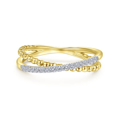 Crossing Diamond Yellow Gold Ring by Gabriel & Co. - Available at SHOPKURY.COM. Free Shipping on orders over $200. Trusted jewelers since 1965, from San Juan, Puerto Rico.