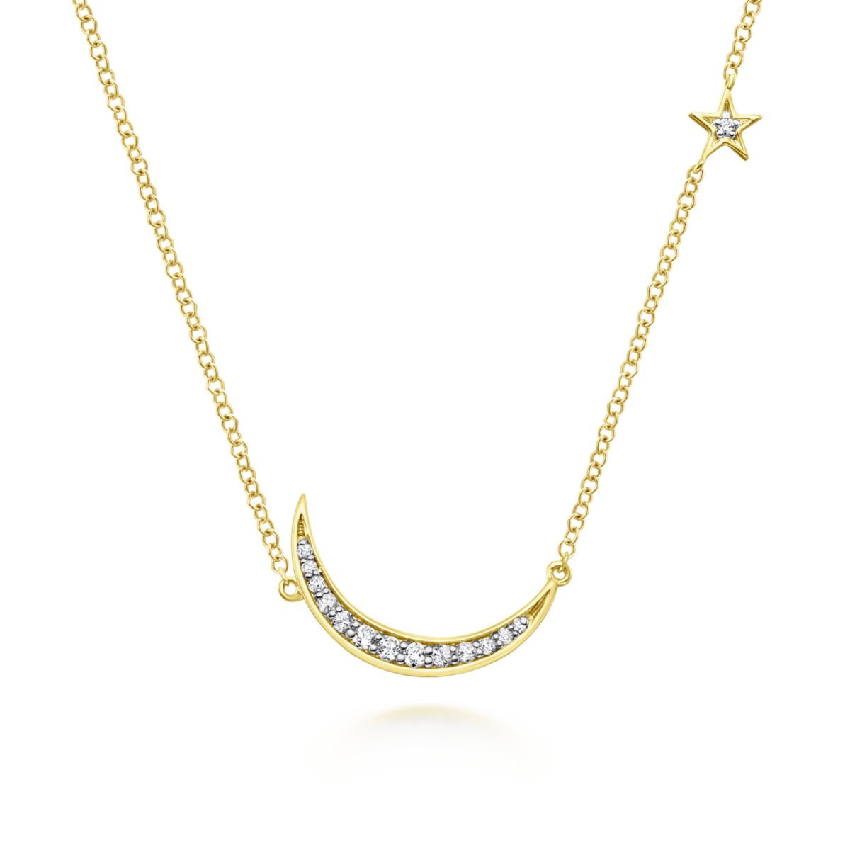 Moon and Star Necklace by Gabriel & Co. - Available at SHOPKURY.COM. Free Shipping on orders over $200. Trusted jewelers since 1965, from San Juan, Puerto Rico.