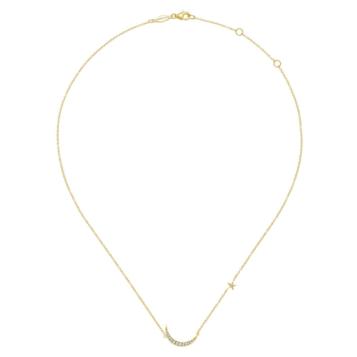 Moon and Star Necklace by Gabriel & Co. - Available at SHOPKURY.COM. Free Shipping on orders over $200. Trusted jewelers since 1965, from San Juan, Puerto Rico.