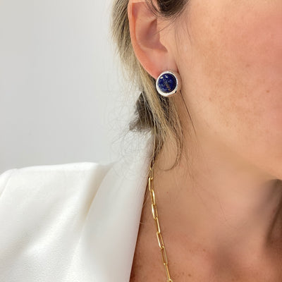 14K White Gold Lapiz Lazuli Earrings by Kury - Available at SHOPKURY.COM. Free Shipping on orders over $200. Trusted jewelers since 1965, from San Juan, Puerto Rico.