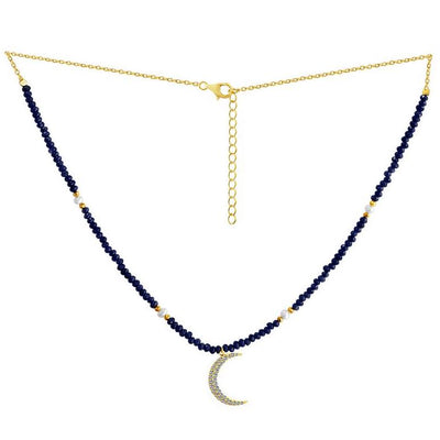 Blue Sapphires Moon Necklace by Kury - Available at SHOPKURY.COM. Free Shipping on orders over $200. Trusted jewelers since 1965, from San Juan, Puerto Rico.