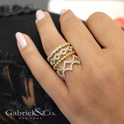 14K Gold Diamond Waves Ring by Gabriel & Co. - Available at SHOPKURY.COM. Free Shipping on orders over $200. Trusted jewelers since 1965, from San Juan, Puerto Rico.