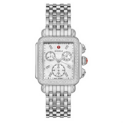 Deco Diamond Steel Chrono by MICHELE - Available at SHOPKURY.COM. Free Shipping on orders over $200. Trusted jewelers since 1965, from San Juan, Puerto Rico.