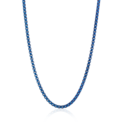 3.5mm Blue IP Round Box Chain by Italgem - Available at SHOPKURY.COM. Free Shipping on orders over $200. Trusted jewelers since 1965, from San Juan, Puerto Rico.