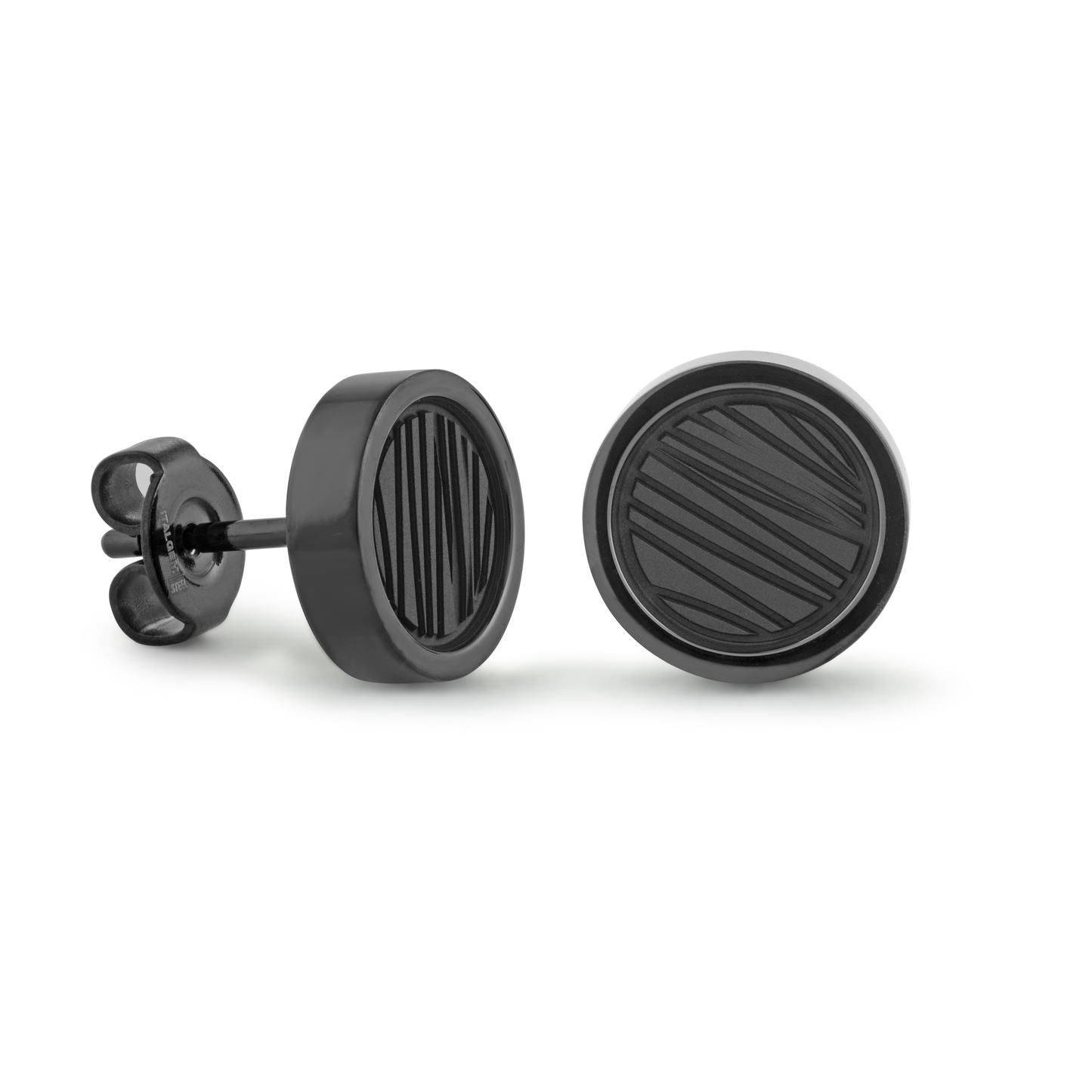 Black IP Steel 9mm Stud Earrings by Italgem - Available at SHOPKURY.COM. Free Shipping on orders over $200. Trusted jewelers since 1965, from San Juan, Puerto Rico.