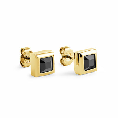 7MM Black Zirconia Square Steel Earrings by Italgem - Available at SHOPKURY.COM. Free Shipping on orders over $200. Trusted jewelers since 1965, from San Juan, Puerto Rico.