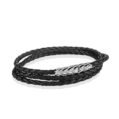Wrap Black Leather Steel Bracelet by Italgem - Available at SHOPKURY.COM. Free Shipping on orders over $200. Trusted jewelers since 1965, from San Juan, Puerto Rico.