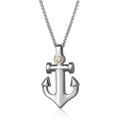 Steel Anchor Necklace by Italgem - Available at SHOPKURY.COM. Free Shipping on orders over $200. Trusted jewelers since 1965, from San Juan, Puerto Rico.