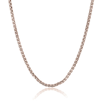 2.5mm Rose IP Steel Round Box Chain by Italgem - Available at SHOPKURY.COM. Free Shipping on orders over $200. Trusted jewelers since 1965, from San Juan, Puerto Rico.