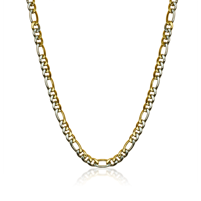 Two Tone 9.5MM Figaro Steel Chain by Italgem - Available at SHOPKURY.COM. Free Shipping on orders over $200. Trusted jewelers since 1965, from San Juan, Puerto Rico.
