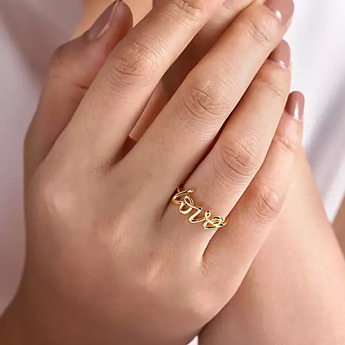 Love Script Ring by Gabriel & Co. - Available at SHOPKURY.COM. Free Shipping on orders over $200. Trusted jewelers since 1965, from San Juan, Puerto Rico.