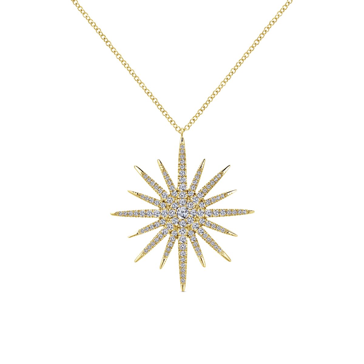 Xlarge Starburst Diamond Necklace by Gabriel & Co. - Available at SHOPKURY.COM. Free Shipping on orders over $200. Trusted jewelers since 1965, from San Juan, Puerto Rico.