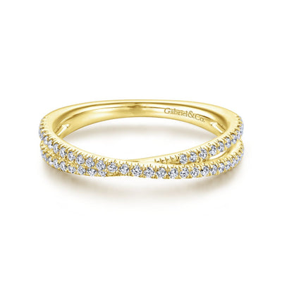 Diamond Criss Cross Yellow Gold Ring by Gabriel & Co. - Available at SHOPKURY.COM. Free Shipping on orders over $200. Trusted jewelers since 1965, from San Juan, Puerto Rico.