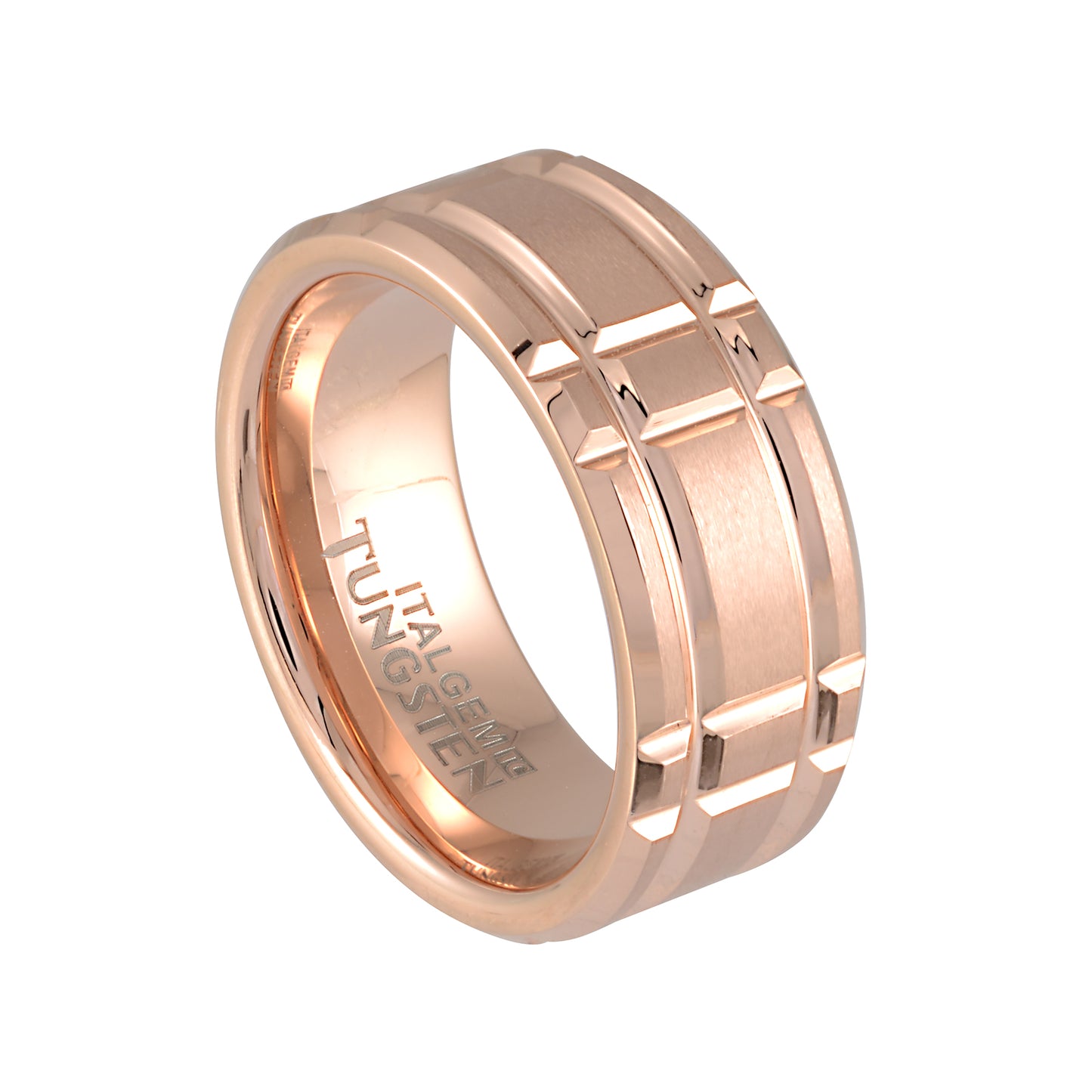 Rose Tungsten Rectangular 8mm Ring by Italgem - Available at SHOPKURY.COM. Free Shipping on orders over $200. Trusted jewelers since 1965, from San Juan, Puerto Rico.