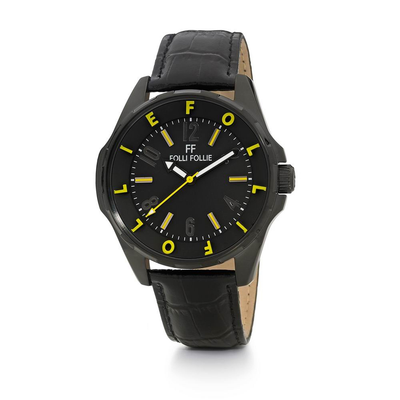 Caldera Black/Yellow Watch by Folli Follie - Available at SHOPKURY.COM. Free Shipping on orders over $200. Trusted jewelers since 1965, from San Juan, Puerto Rico.