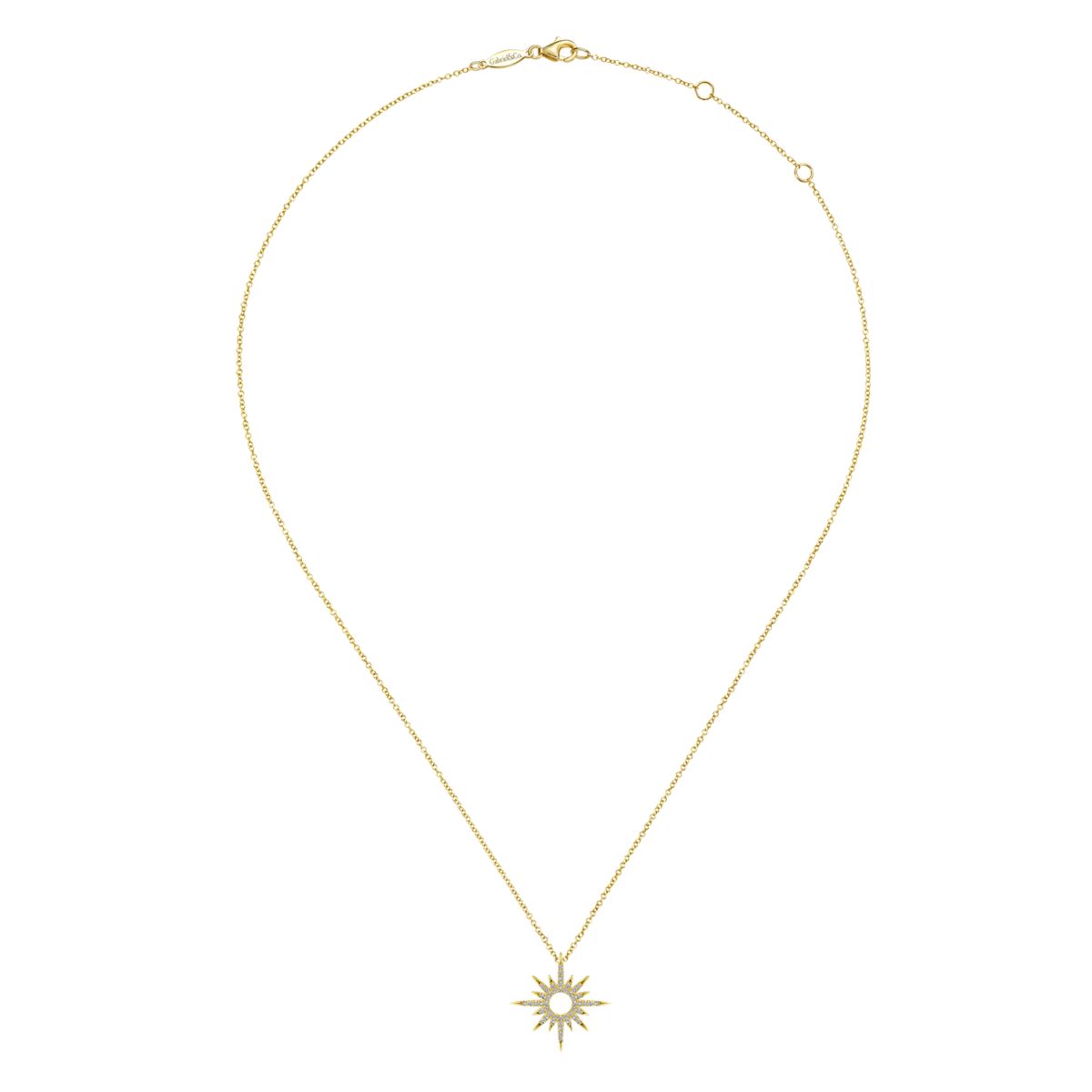 Sun Diamond Necklace by Gabriel & Co. - Available at SHOPKURY.COM. Free Shipping on orders over $200. Trusted jewelers since 1965, from San Juan, Puerto Rico.
