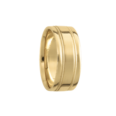 Milgrain 8mm Yellow Gold Wedding Band by Kury Bridal - Available at SHOPKURY.COM. Free Shipping on orders over $200. Trusted jewelers since 1965, from San Juan, Puerto Rico.