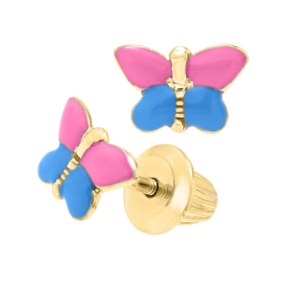 Pink and Blue Butterfly Earrings by Kury - Available at SHOPKURY.COM. Free Shipping on orders over $200. Trusted jewelers since 1965, from San Juan, Puerto Rico.