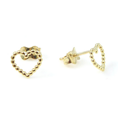 Beaded Open Heart Stud Earrings by Kury - Available at SHOPKURY.COM. Free Shipping on orders over $200. Trusted jewelers since 1965, from San Juan, Puerto Rico.
